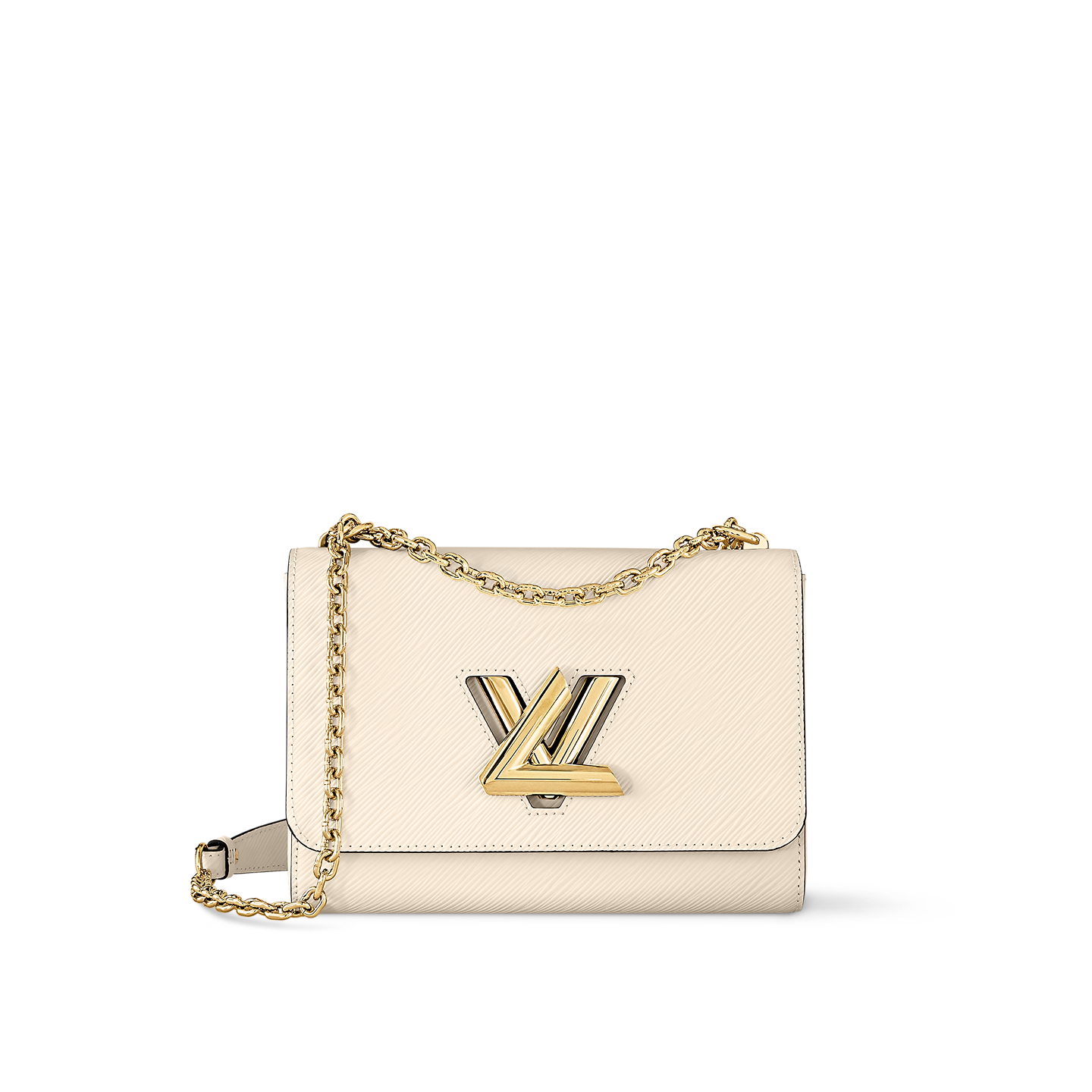 Twist MM Chain Bag Luxury Epi Leather White LOUIS VUITTON